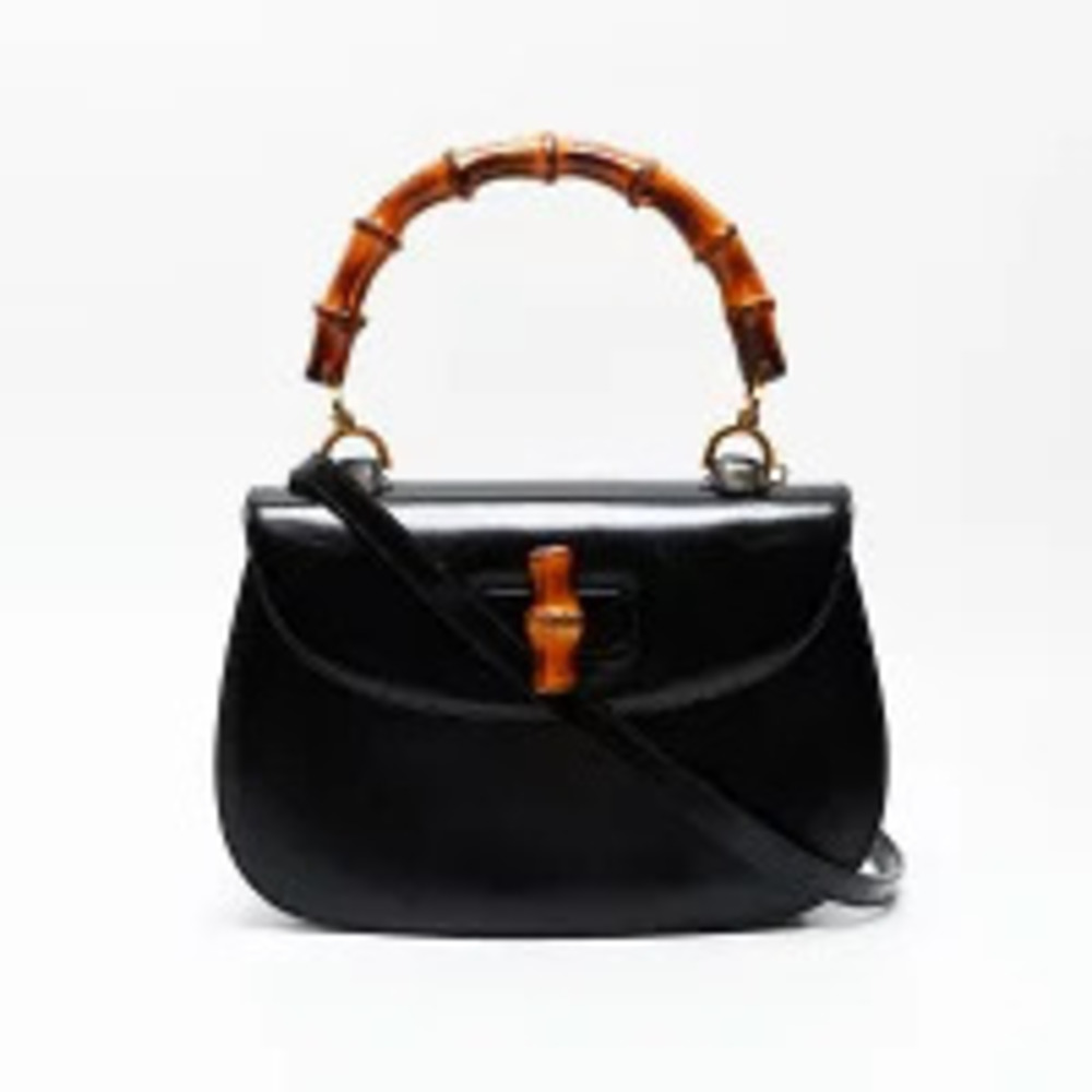Gucci Handbag Bamboo Black Leather